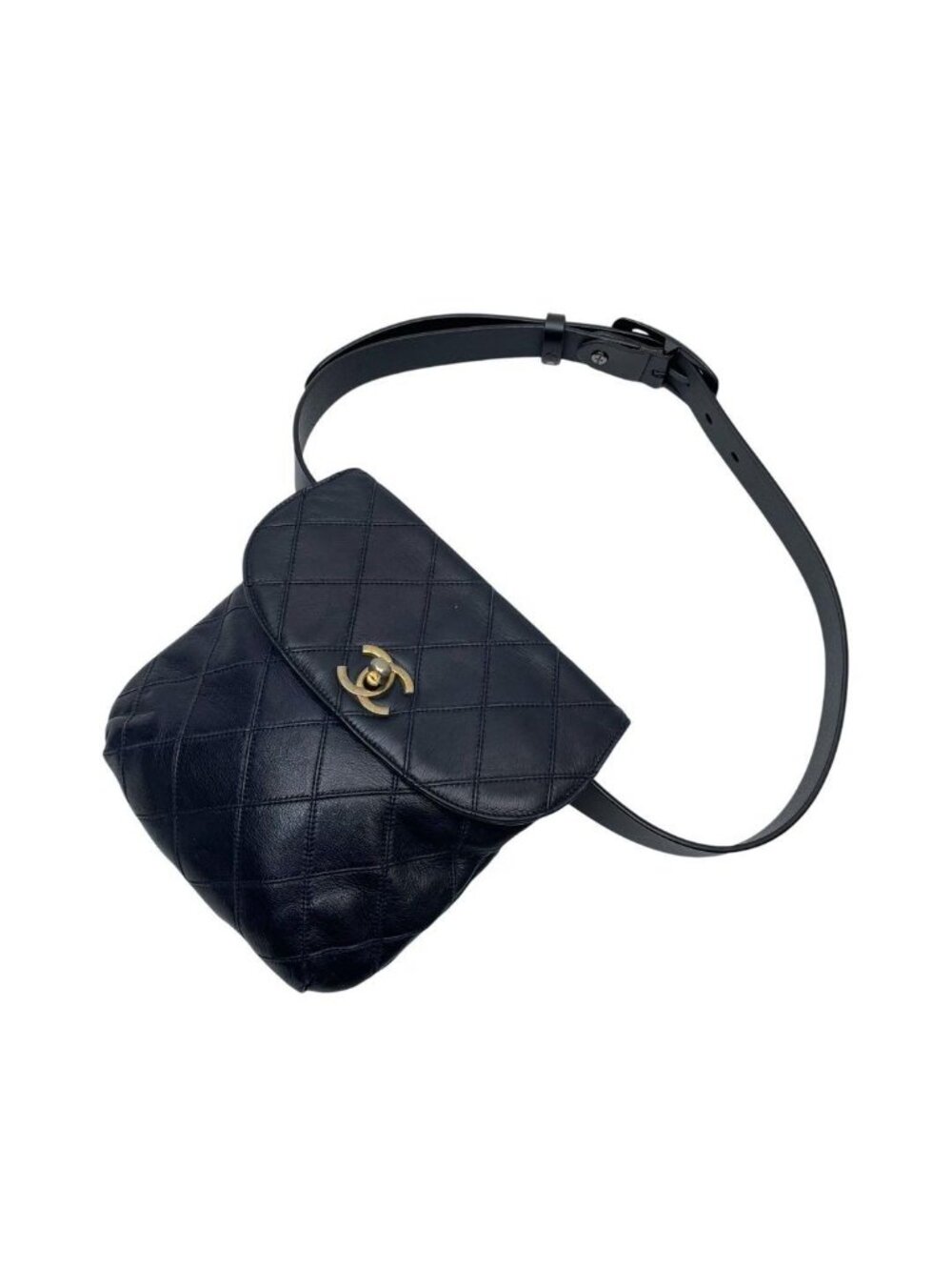 Chanel Bicolor Quilted Lambskin Waist Belt Bag Navy - Picture 3 of 10
